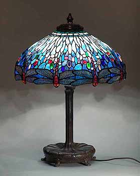 Tiffany Lamp Dragonfly on telescoping Libary base
